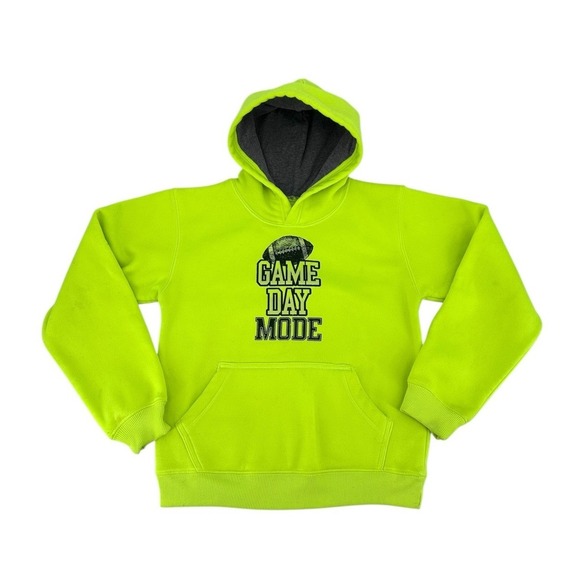 Lincoln Boy's Hoodie Sweatshirt Size Small 6-7 Neon Football Game Day Graphic - Picture 2 of 7
